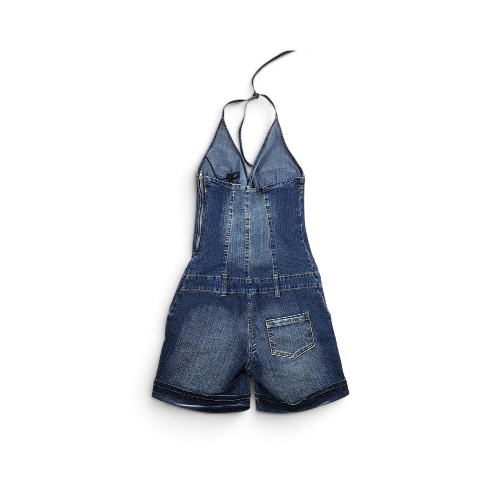 Y2k Euro Halter Jumpsuit Denim Vintage Subversive - Size Small - Picture 2 of 6